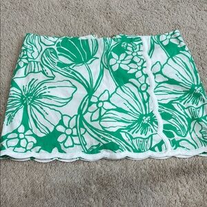 Lilly Pulitzer Green and White Floral Skort